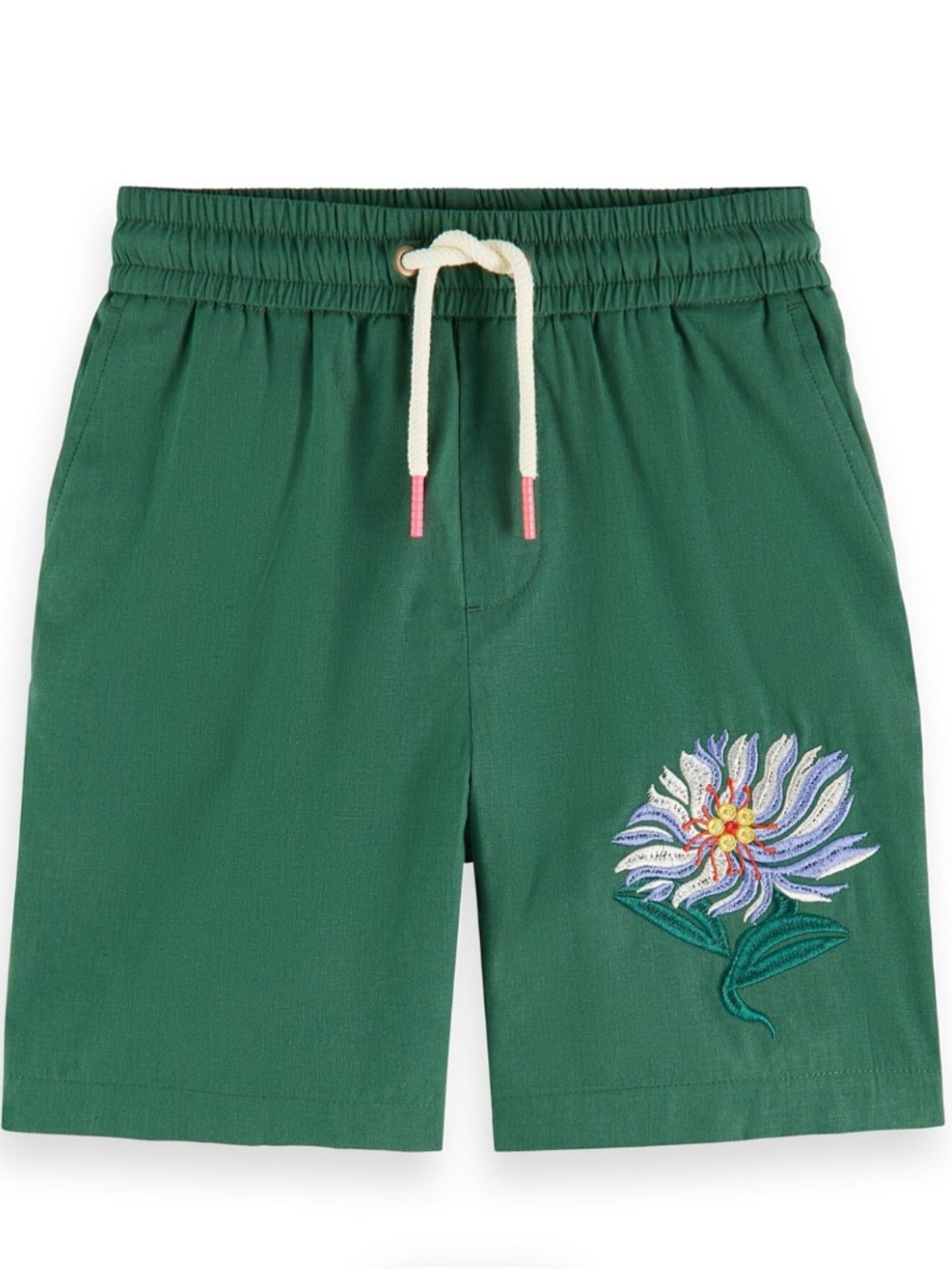 Scotch & Soda  Green Embroidered Accent Shorts